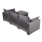 93.31 Faux Linen Modular Sectional Sofa with Ottoman, Wood Frame