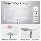 Modern Acrylic Clear Side Table C-shaped End Table - 23.6H x 15.8W x 15.8L