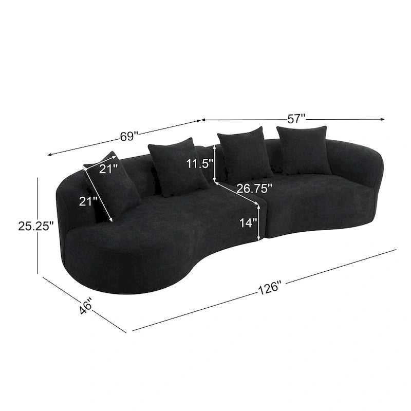 Christopher Knight Home - Linda Fabric Curved Sectional Sofa