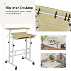 Gymax Mobile Stand up Desk Adjustable Computer Desk Tilting