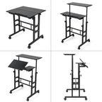 Gymax Mobile Stand up Desk Adjustable Computer Desk Tilting