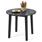 Gymax 35 Kitchen Table Round Dining Table w/ Marble-textured Veneer