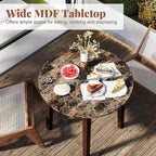 Gymax 35 Kitchen Table Round Dining Table w/ Marble-textured Veneer