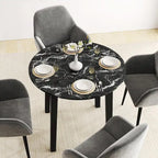 Gymax 35 Kitchen Table Round Dining Table w/ Marble-textured Veneer