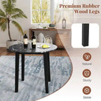 Gymax 35 Kitchen Table Round Dining Table w/ Marble-textured Veneer