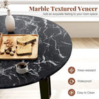Gymax 35 Kitchen Table Round Dining Table w/ Marble-textured Veneer