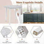 Gymax 35 Kitchen Table Round Dining Table w/ Marble-textured Veneer