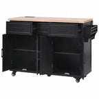 56.5 Kitchen Island with Drop Leaf and Charging Station, Rolling Kitchen Cart on Wheels with Drawers and Adjustable Shelves