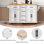 56.5 Kitchen Island with Drop Leaf and Charging Station, Rolling Kitchen Cart on Wheels with Drawers and Adjustable Shelves