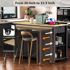 Extendable Kitchen Island on Wheels, Rolling Mobile Kitchen Cart, Bar Cabinet with Internal Storage Rack, 2 Drawers & 2 Cabinet