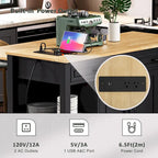 Extendable Kitchen Island on Wheels, Rolling Mobile Kitchen Cart, Bar Cabinet with Internal Storage Rack, 2 Drawers & 2 Cabinet