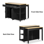 Extendable Kitchen Island on Wheels, Rolling Mobile Kitchen Cart, Bar Cabinet with Internal Storage Rack, 2 Drawers & 2 Cabinet