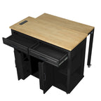 Extendable Kitchen Island on Wheels, Rolling Mobile Kitchen Cart, Bar Cabinet with Internal Storage Rack, 2 Drawers & 2 Cabinet