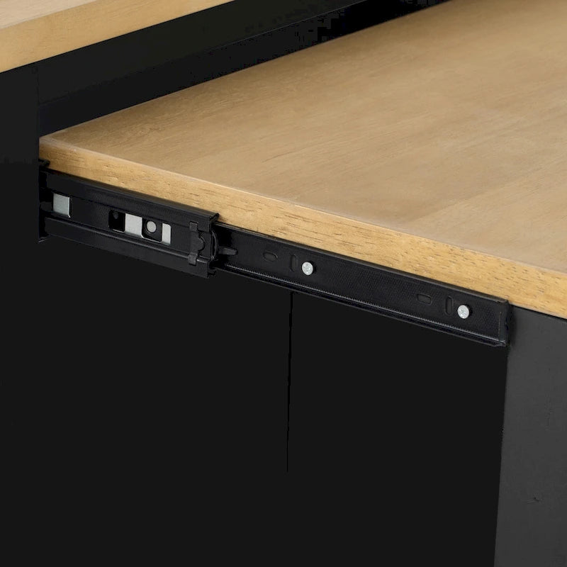 Extendable Kitchen Island on Wheels, Rolling Mobile Kitchen Cart, Bar Cabinet with Internal Storage Rack, 2 Drawers & 2 Cabinet