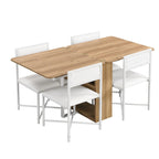 Extendable Dining Table Set for 4Modern Compact Dining Set w/Foldable Dining Table