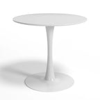 Mid-Century Modern Round Kitchen or Dining Table with Steel Pedestal Base for Dining Room - 31.5