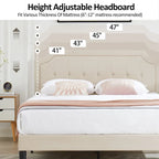 VECELO Upholstered Platform Bed Frame with Adjustable Headboard