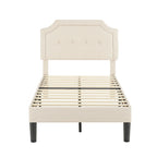 VECELO Upholstered Platform Bed Frame with Adjustable Headboard