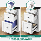 Moasis Farmhouse Office Desk Corner Computer Desk with Hutch and Drawers