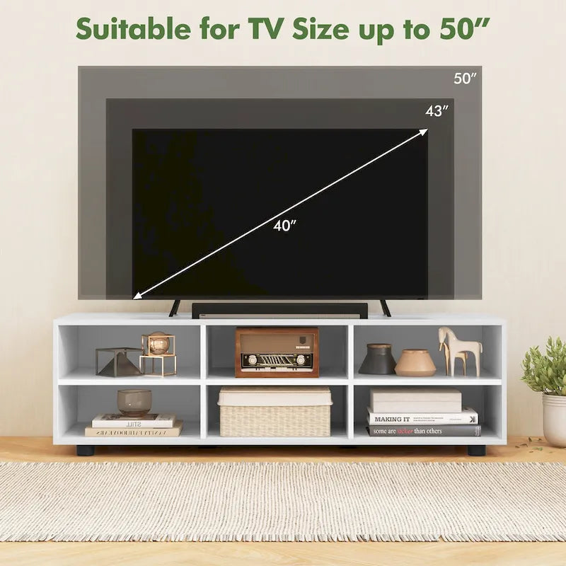 Gymax TV Cabinet for 50-Inch TV 42 TV Stand w/ 3 Adjustable Shelves