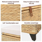Wicker Storage Bench with Cushion for Bedroom, Living Room, Porch - 18.5 H X 43.3 W X 18.5 D