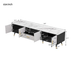 Modern TV Stand with 2 Cabinets& Open Compartments, Television Console for Living Room, Bedroom