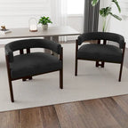 Modern Accent Chair Upholstered Armchair with Open Back 3 Legs Barrel Dining Chair Comfy Side Chair for Living Room Set of 2