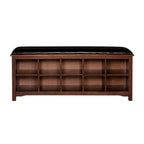 Upholstered Bench with Ten Storage Cubes - 45 - Brown