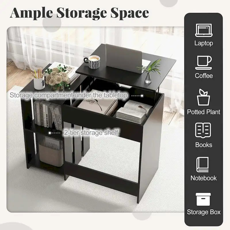 Costway Lift Top Computer Desk Standing Desk with Hidden Compartments - See Details