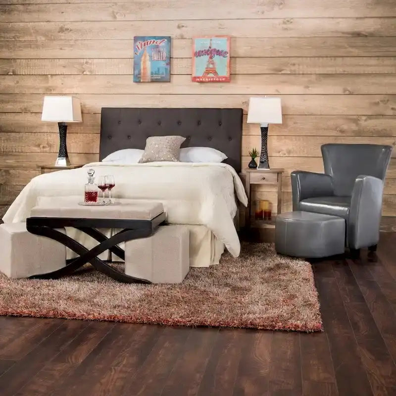 Furniture of America Zele Modern Ivory Linen Adjustable Headboard