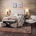Furniture of America Zele Modern Ivory Linen Adjustable Headboard