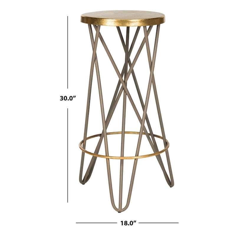SAFAVIEH Elissa 30 Inch Gold Leaf Bar Stool - 18 x 18 x 30 - 18Wx18Dx30H