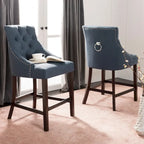 SAFAVIEH Dottie 26-inch Tufted Wing Back Counter Stool - Grey / Espresso (Set of 2) - 22.5 x 25 x 41 - 22.5 x 25 x 41