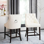 SAFAVIEH Dottie 26-inch Tufted Wing Back Counter Stool - Grey / Espresso (Set of 2) - 22.5 x 25 x 41 - 22.5 x 25 x 41