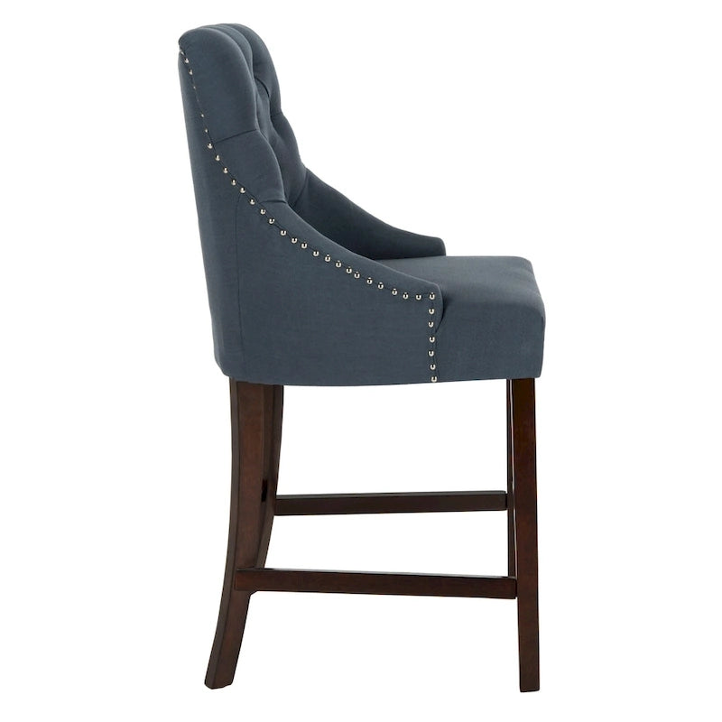 SAFAVIEH Dottie 26-inch Tufted Wing Back Counter Stool - Grey / Espresso (Set of 2) - 22.5 x 25 x 41 - 22.5 x 25 x 41