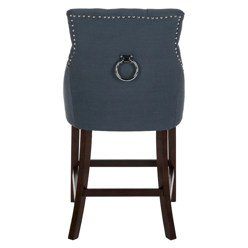 SAFAVIEH Dottie 26-inch Tufted Wing Back Counter Stool - Grey / Espresso (Set of 2) - 22.5 x 25 x 41 - 22.5 x 25 x 41