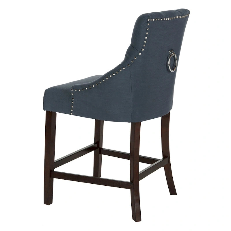 SAFAVIEH Dottie 26-inch Tufted Wing Back Counter Stool - Grey / Espresso (Set of 2) - 22.5 x 25 x 41 - 22.5 x 25 x 41