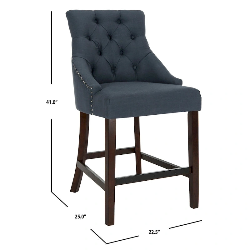 SAFAVIEH Dottie 26-inch Tufted Wing Back Counter Stool - Grey / Espresso (Set of 2) - 22.5 x 25 x 41 - 22.5 x 25 x 41