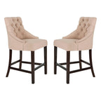 SAFAVIEH Dottie 26-inch Tufted Wing Back Counter Stool - Grey / Espresso (Set of 2) - 22.5 x 25 x 41 - 22.5 x 25 x 41