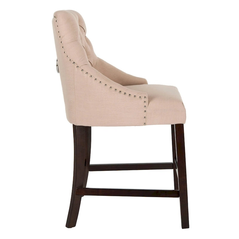 SAFAVIEH Dottie 26-inch Tufted Wing Back Counter Stool - Grey / Espresso (Set of 2) - 22.5 x 25 x 41 - 22.5 x 25 x 41