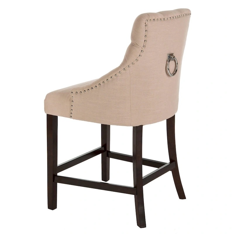 SAFAVIEH Dottie 26-inch Tufted Wing Back Counter Stool - Grey / Espresso (Set of 2) - 22.5 x 25 x 41 - 22.5 x 25 x 41