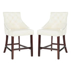 SAFAVIEH Dottie 26-inch Tufted Wing Back Counter Stool - Grey / Espresso (Set of 2) - 22.5 x 25 x 41 - 22.5 x 25 x 41