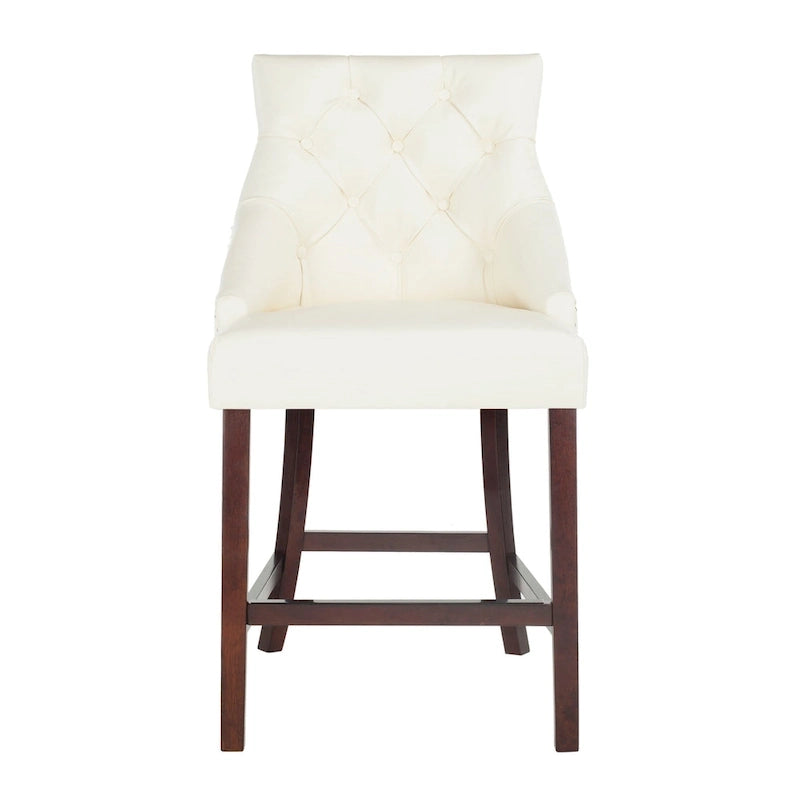 SAFAVIEH Dottie 26-inch Tufted Wing Back Counter Stool - Grey / Espresso (Set of 2) - 22.5 x 25 x 41 - 22.5 x 25 x 41