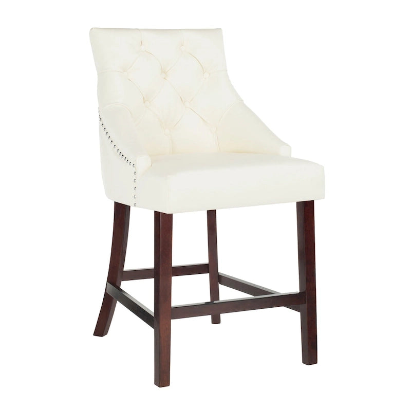 SAFAVIEH Dottie 26-inch Tufted Wing Back Counter Stool - Grey / Espresso (Set of 2) - 22.5 x 25 x 41 - 22.5 x 25 x 41