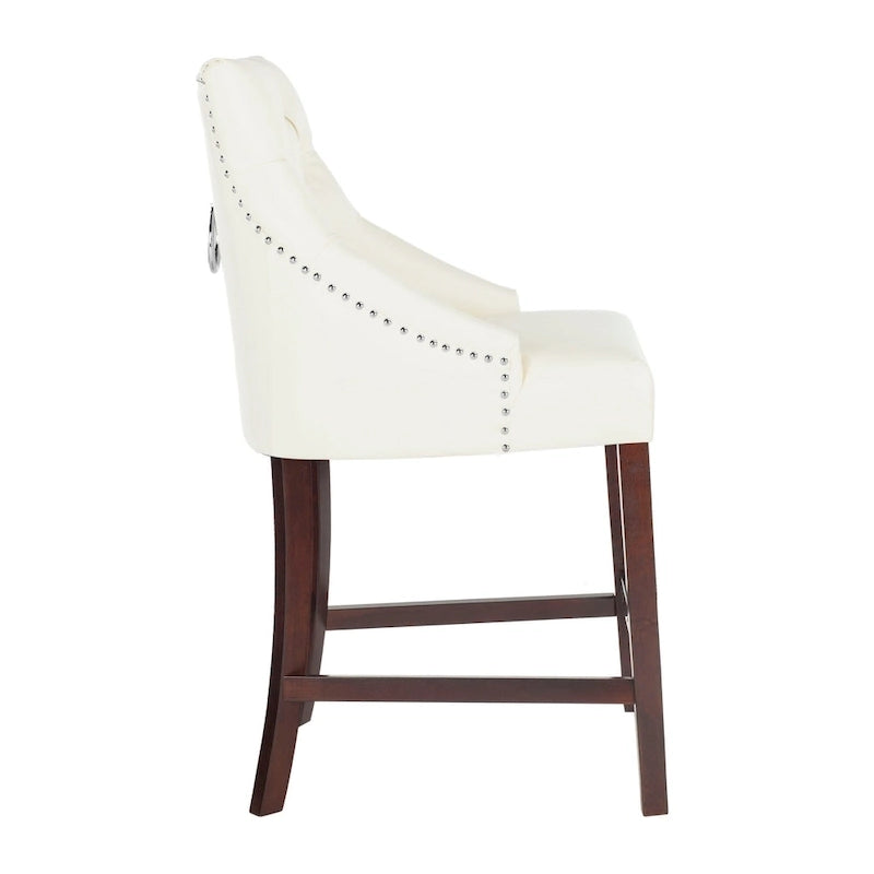 SAFAVIEH Dottie 26-inch Tufted Wing Back Counter Stool - Grey / Espresso (Set of 2) - 22.5 x 25 x 41 - 22.5 x 25 x 41