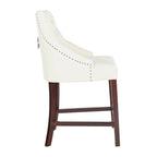 SAFAVIEH Dottie 26-inch Tufted Wing Back Counter Stool - Grey / Espresso (Set of 2) - 22.5 x 25 x 41 - 22.5 x 25 x 41