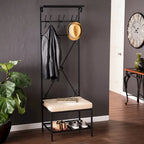 Bugleweed Black Metal Coat Rack Bench