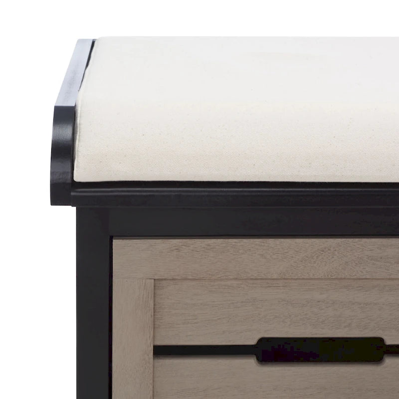 SAFAVIEH Mozella 3-Drawer Cushion Bench - 42 W x 15 D x 20 H - 42Wx15Dx20H