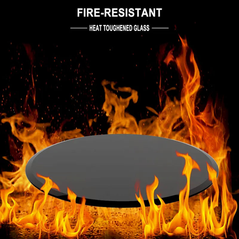 Inch Round Tempered Glass Table Top black Glass Thick Beveled Polished Edge