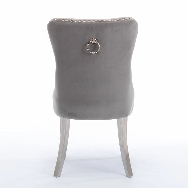 Velvet Upholstered Dining Chair with Chrome Stainless Steel Plating Legs